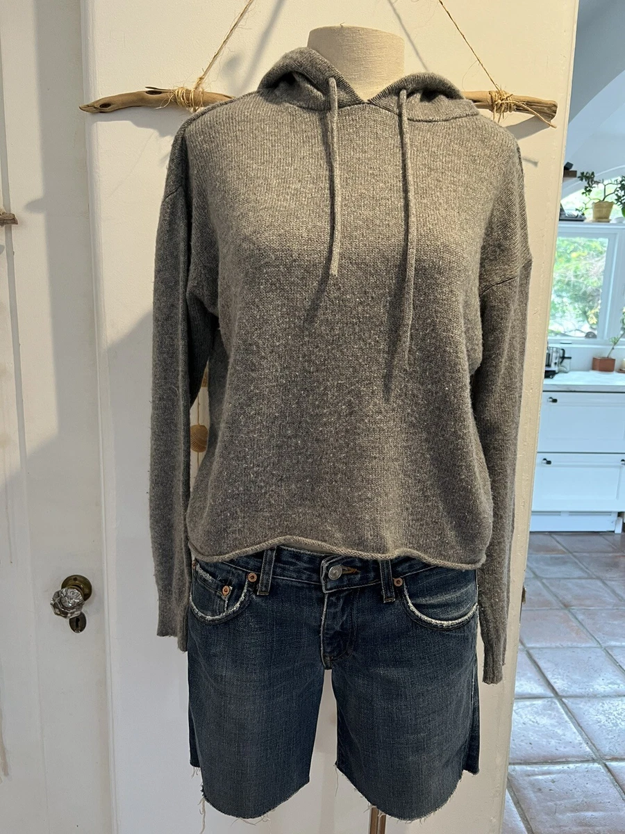 Brandy Melville Heather Gray Hoodie Knit Sweater One Size Cotton Wool Blend