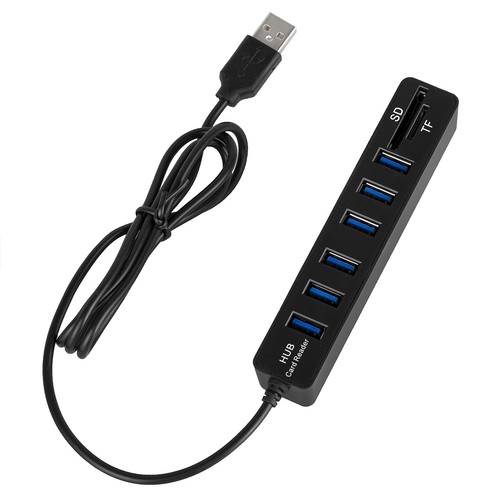 USB Hub 6 Port Adapter SD SDXC TF Memory Card Reader PC Laptop Data File Combo - Picture 7 of 11