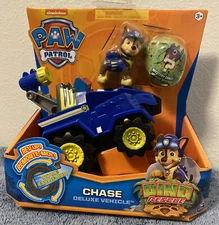 NEW Paw Patrol DINO RESCUE Chase Deluxe Rev Up Vehicle & Figure Nick Jr