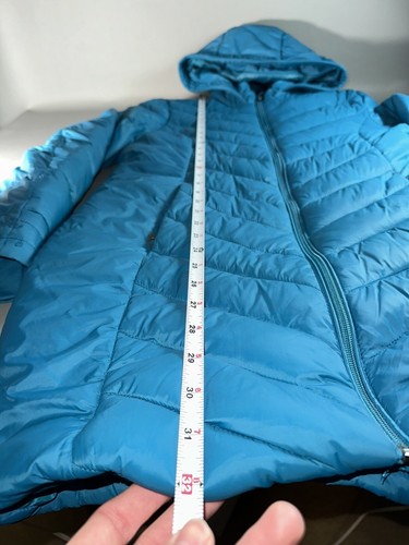 Spyder Boundless Blue Long Puffer Girls Kid Size XL Full Zip Coat Hooded Jacket - Picture 12 of 13