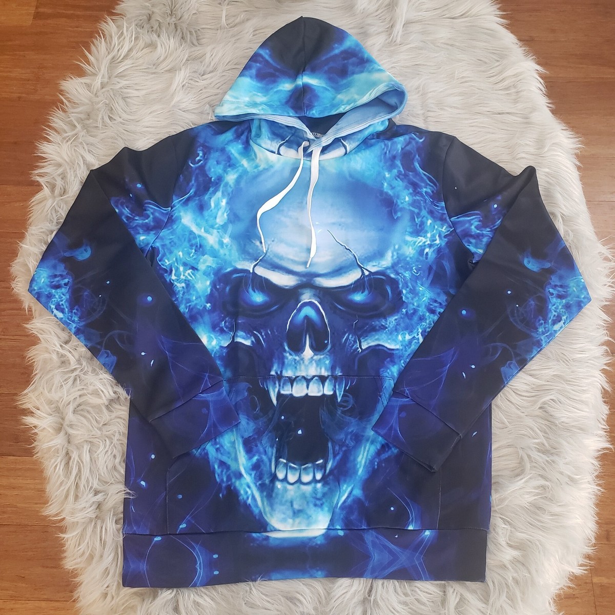 Unisex Sweaters 3D Printed Skull Pullover Long Sleeve Hooded Sweatshirt  Tops- SM