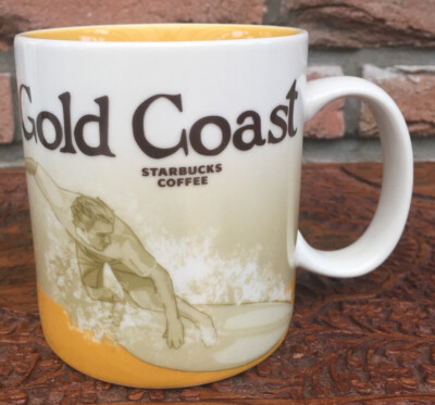 Starbucks Global Icon City Mug Tasse Gold Coast Australia NEU mit SKU 16oz/414ml