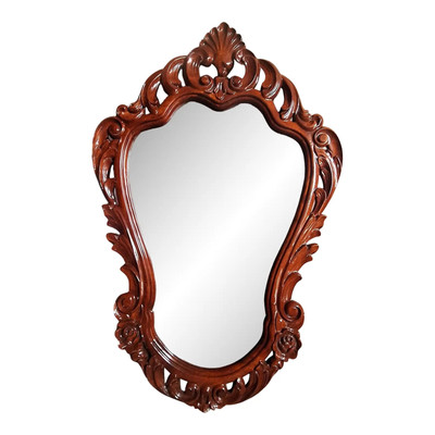 38''x24'' Louis XV Rococo Picture Frame with mirror  - Wood Vintage - Caoba color