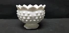 VTG FENTON WHITE MILK GLASS HOBNAIL SCALLOPED FOOTED CANDLESTICK HOLDER 4" WIDE