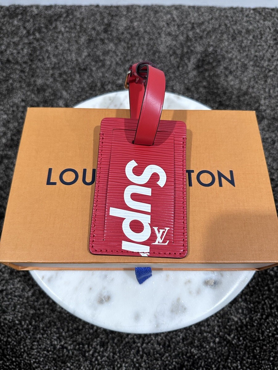 Louis Vuitton x Supreme Red Epi Leather LV Luggage Tag | eBay