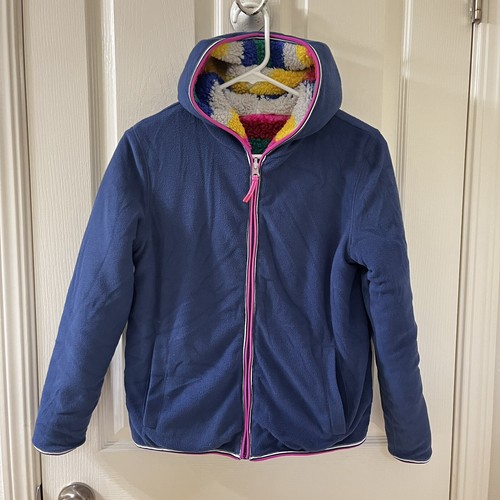 Mini Boden Rainbow Striped Cosy Reversible Fleece Hoodie Jacket Girls Size 11-12 - Picture 20 of 24