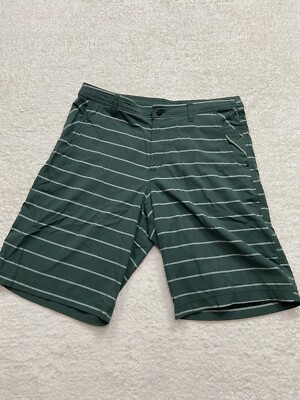 LULULEMON Men's Green Striped Kahuna Golf Casual SHORTS
