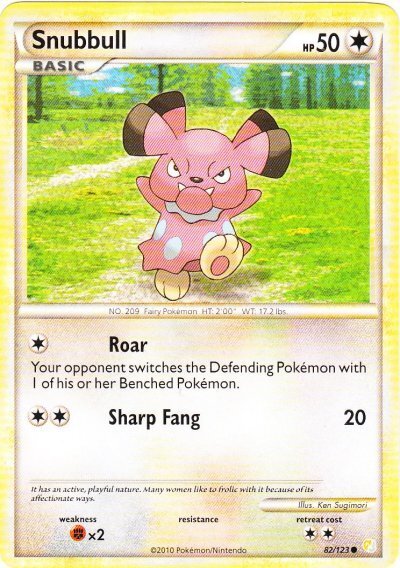 Pokemon - Snubbull - 82/123 - Common - HeartGold SoulSilver - NM