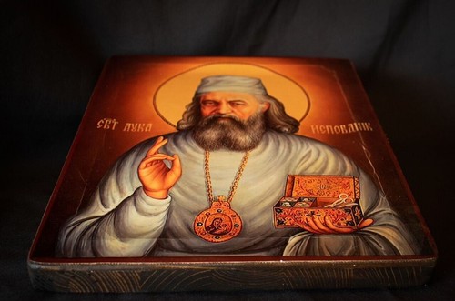 Handmade icon `St. Luke of Crimea` Wooden Christian Religious Artwork 30*23 cm - Picture 3 of 5