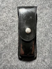 Buck Style Pocket Knife Black Leather Sheath