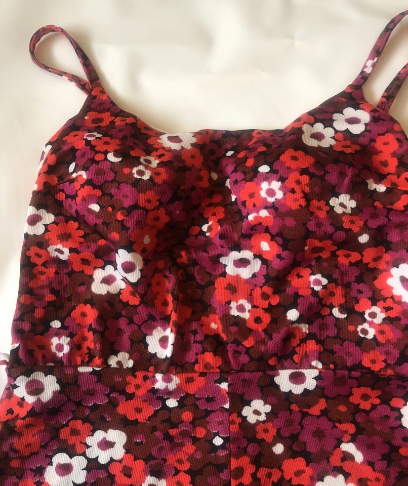 Vintage One Piece Pink Purple Floral Swimsuit 1950-60s Pin-up See Measurements - Image 2 of 4