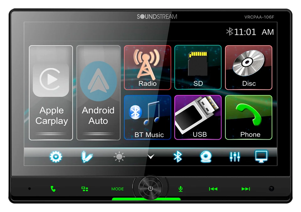 Soundstream VRCPAA-106F 10.6" Monitor Bluetooth/Carplay/Android Receiver+Camera - Image 4 of 4