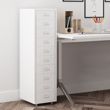 10 Drawers Office Filing Cabinet Metal Locker Storage Unit Garage Chest w/ Wheel