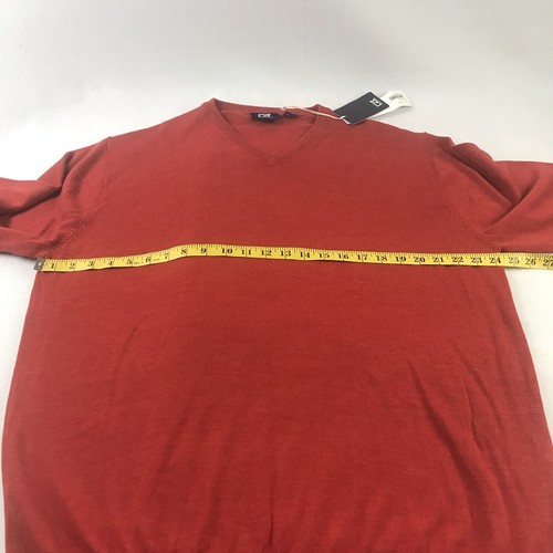 Cutter and Buck Sweater XL Mens Orange V Neck Merino Wool Blend XL - Picture 7 of 11