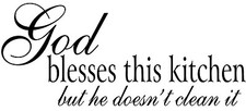 GOD BLESSES THIS KITCHEN Vinyl Wall Art Decal Decor Lettering Words Quote