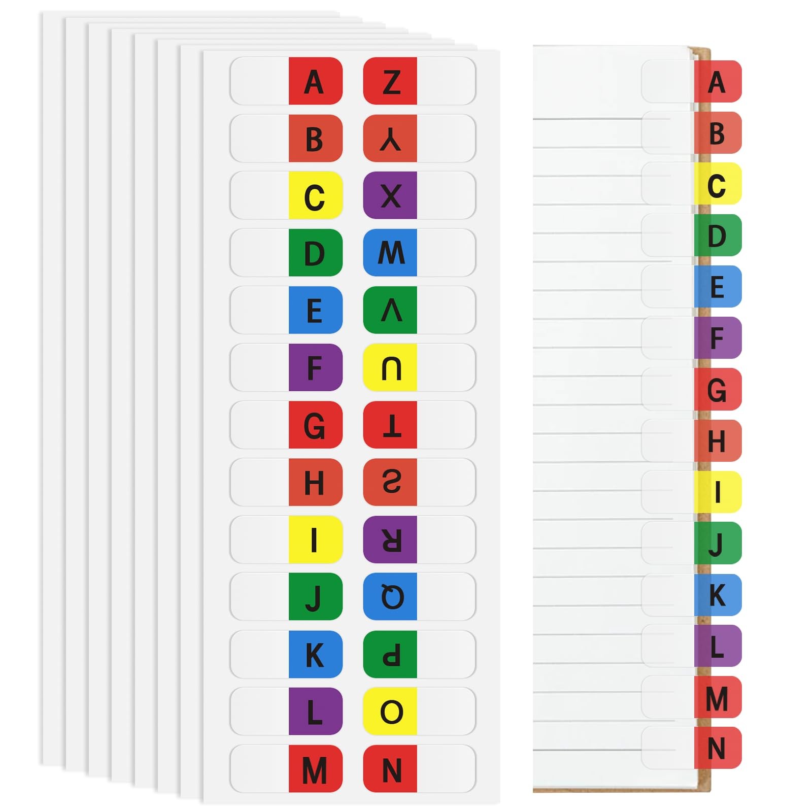 A-Z Sticky Alphabet Tabs, 208PCS Colorful Index Labels for Multicolour