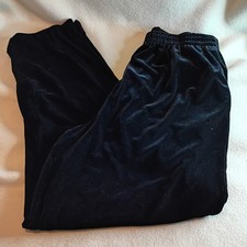 VINTAGE Impressions Black Velvet Pants Women Large Pull On Pockets Goth 80-90's