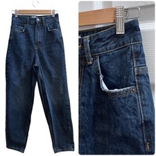 Zara Dark Rinse Size 2 Mom Jeans 24.5 Inch Inseam Frayed Hem
