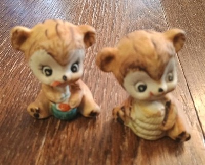 Vtg Lot KELVIN Teddy Bears bone china HAND PAINTED set 2 Adorable Bee Hive Milk