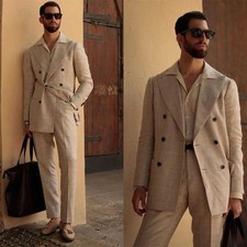 Handsome Plaid Suits for Men Business Wedding Formal Jacket Suit Slim Fit Suits