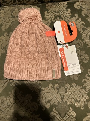 Sealskinz Hemsby Cable Knit Hat Pom Waterproof Pink Size S-M