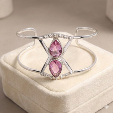 925 Sterling Silver Pink Kunzite Gemstone Handmade Jewelry Cuff Bracelet