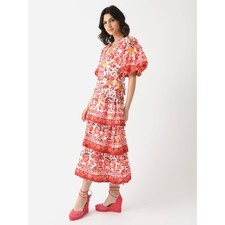 FARM Rio Romantic Orchard Tiered Midi-Dress | Size Small