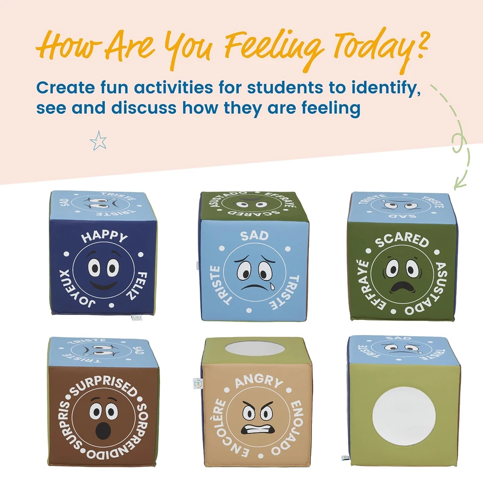 Cubo de emoción ECR4Kids SoftZone con espejo, juguete sensorial, tono tierra Foto 3 de 4