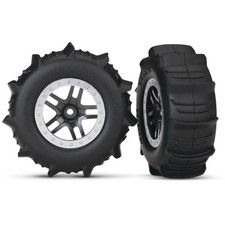 Traxxas Slash 4x4 Paddle Tires W Black Satin Chrome Wheels 2pcs 5891 Traxxas Slash 4x4 Paddle Tires W Black Satin Chrome Wheels 2pcs 5891