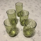 Anchor Hocking Madrid Avocado Green Tumbler 5 Vintage Leaf Texture Glasses