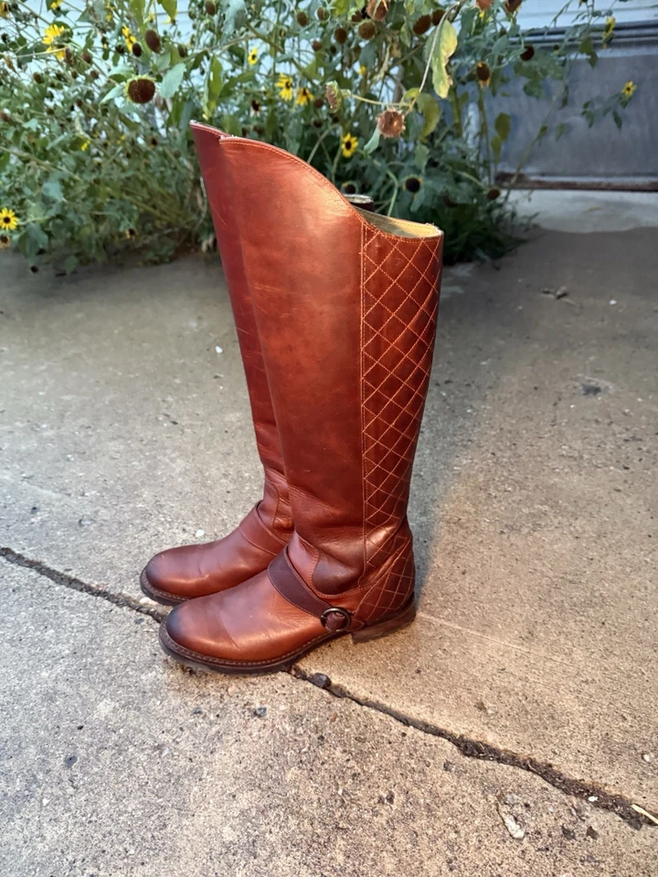 Justin Botas Mujer’s 6 Cuero Vintage Alto Montar Cremallera Ecuestre Marrón Castaño Foto 2 de 4