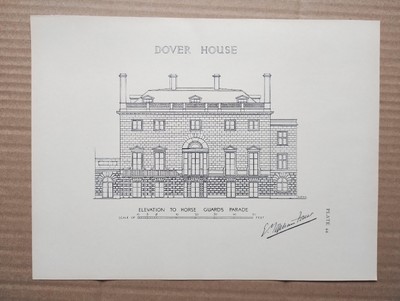 Elevation of Dover House, Westminster, London - antiker Druck - 1931