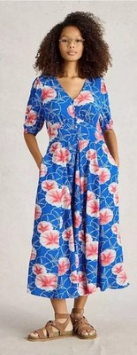 White Stuff Hazel Bias Cut In Blue Print Size 6 NWT