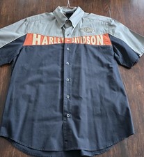 Vintage Harley-Davidson Garage Shop Shirt L Black/Gray Heavy Embroidery