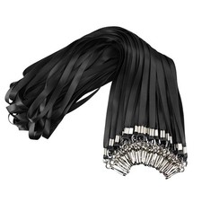 50 Pack Black Lanyards Bulk For ID Badges Swivel Hook Clips Name Tag Holder