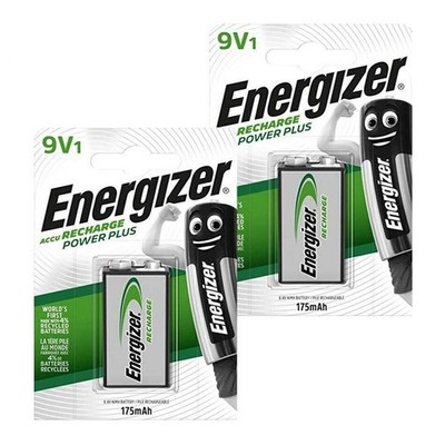 2x Energizer Power Plus 9V NiMH Akku 175mAh PP3 HR22 wiederaufladbar