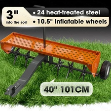 40" 101CM Tow Plug Lawn Aerator Lawn Spike Aerator Lawn& Garden Steel Heavy Duty