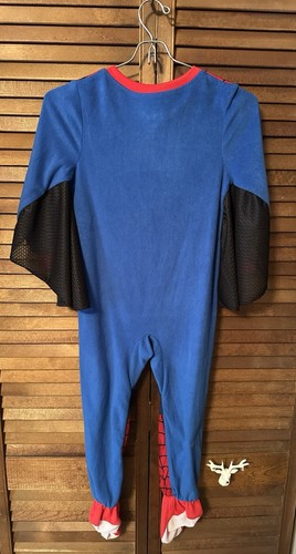 Spiderman Marvel Fleece Reißverschluss Einteiler PJ’s mit Netz Armen Nachtwäsche Kostüm Gr. 5 - Bild 2 von 6