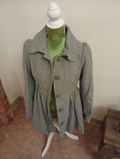 H&M Damen Mantel Gr 34 Grau Wollmantel Kurz Wintermantel Wolle