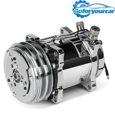 Ac Compressor Wclutch For Sanden 508 Style 2-groove V-belt Chrome Aluminum New