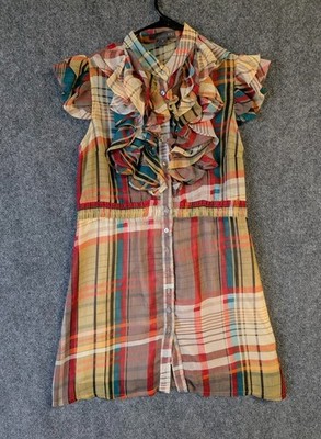 Twenty One Dress Medium Plaid Ruffled Baby Doll 