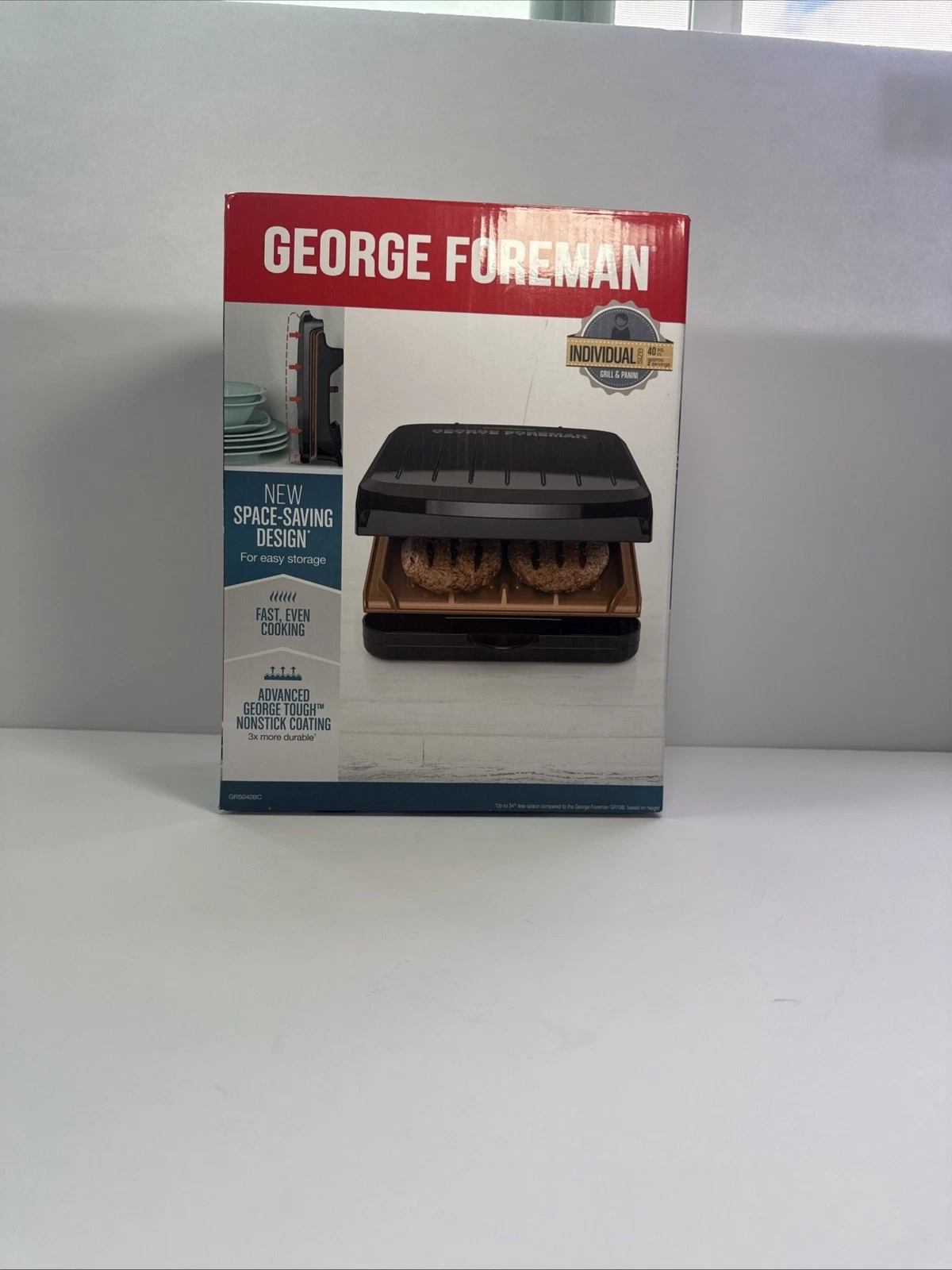 NEW George Foreman Individual Size Compact Grill & Panini Press - Bronze & Black
