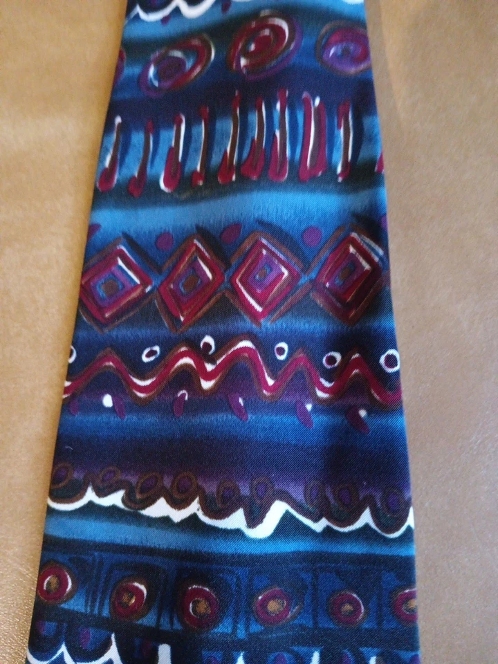 Corbata Ketch 100% Poliéster Multicolor Art Deco Abstracta Retro58X4" Foto 4 de 4
