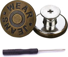 15 Sets Replacement Jeans Buttons, 17Mm No-Sew Nailess Removable Metal Jeans