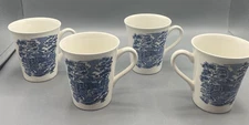 (4) Liberty Blue Staffordshire Monticello 4" Mugs