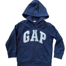 Gap Baby Gap Boys Full Zip Hoodie With Spell Out Logo Blue White Size 4Y EUC