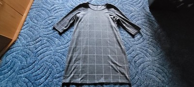 Schönes graues 3/4-Arm - Kleid mit weiß kariert von Esmara in Gr. L (44/46)