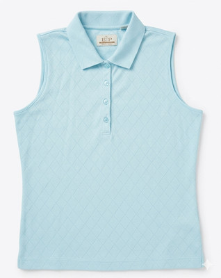 E P Pro Tour Tech Womens Golf Shirt Sleeveless Diamond Texture Light Blue Medium