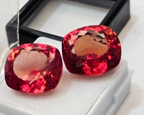 Coppia Padparadscha Zaffiro Taglio Cuscino 30-31 Ct Sciolto Naturale Certificato Gemma - Foto 7 di 7