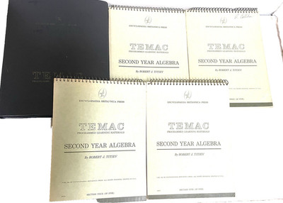 1961 TEMAC Second Year Algebra  Programmed Learning Materials - All 5 Sections